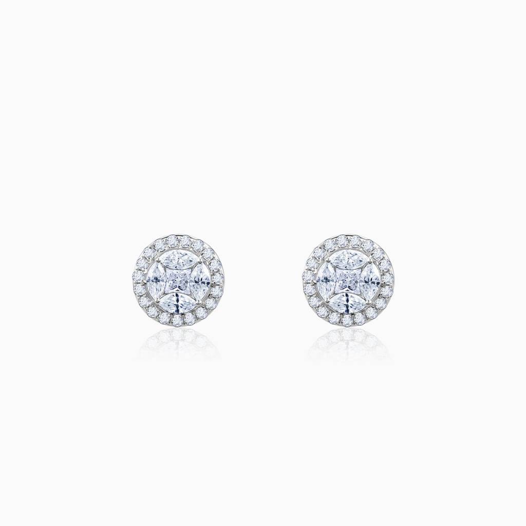 14K White Gold Circle Of Life Diamond Earrings : GDLBBER060