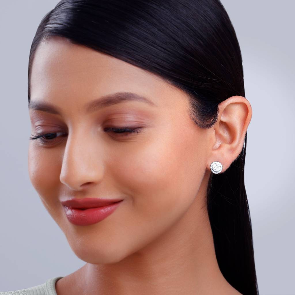 14K White Gold Circle Of Life Diamond Earrings : GDLBBER060