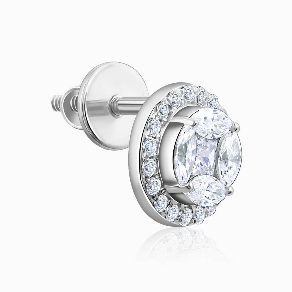14K White Gold Circle Of Life Diamond Earrings : GDLBBER060