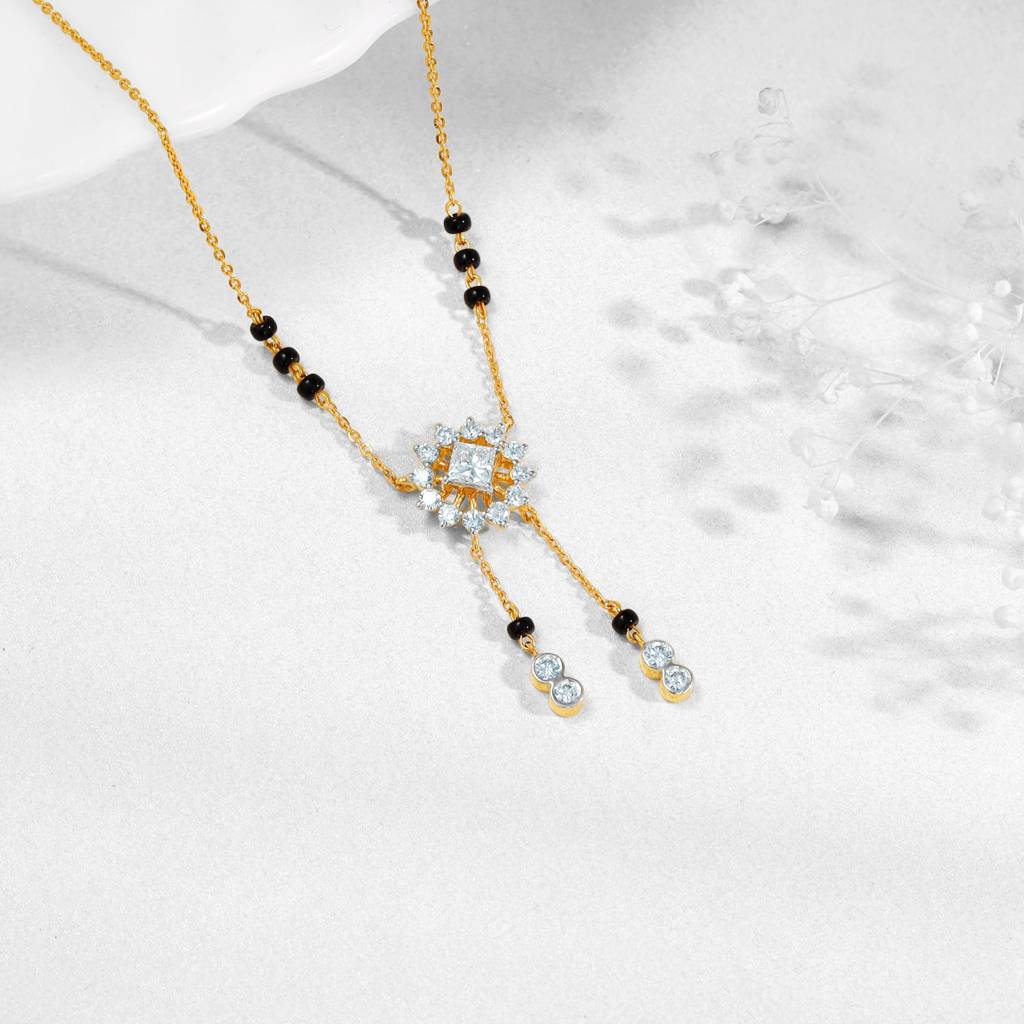 18K Gold Triparna Diamond Mangalsutra : GDLBBNE021