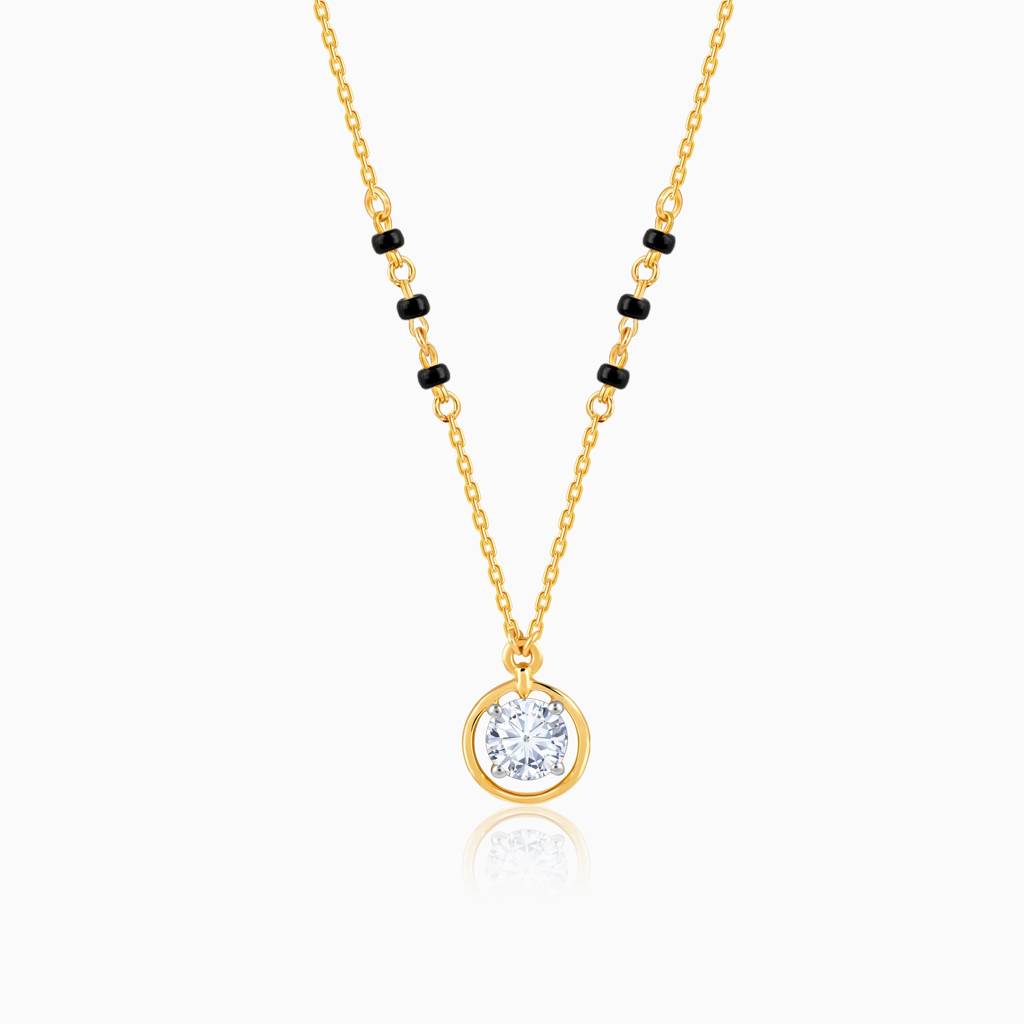 18K Gold Parinay Solitaire Diamond Mangalsutra : GDLBBNE024