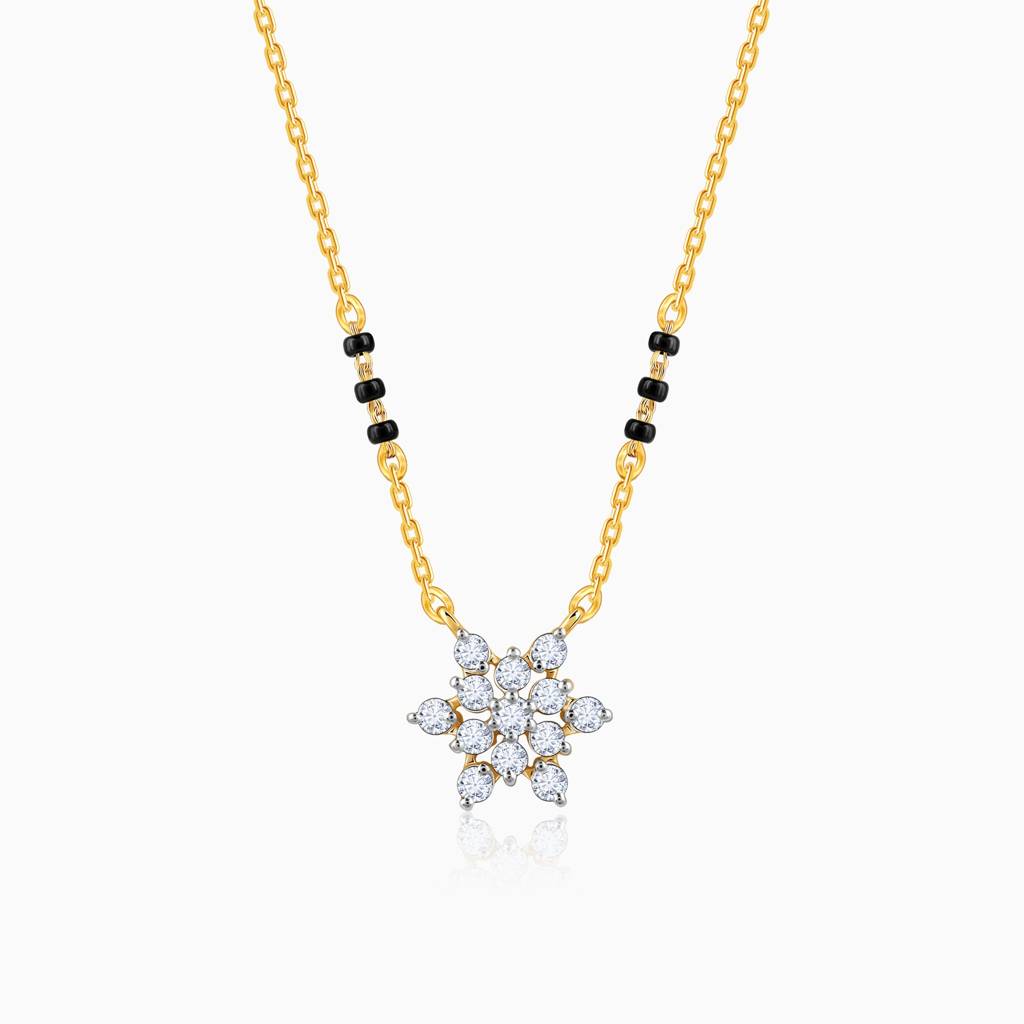 18K Gold Shubh Aura Diamond Mangalsutra : GDLBBNE031