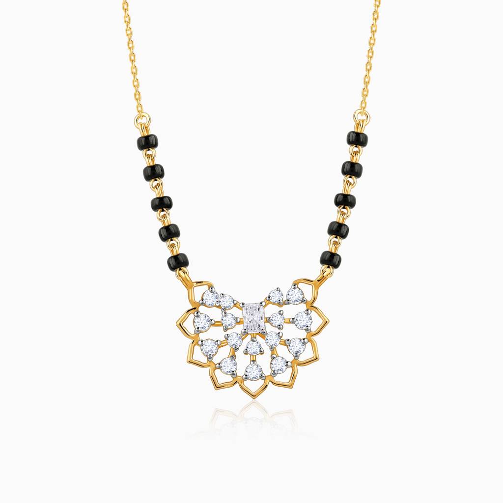 18K Gold Devanshi Diamond Mangalsutra : GDLBBNE032