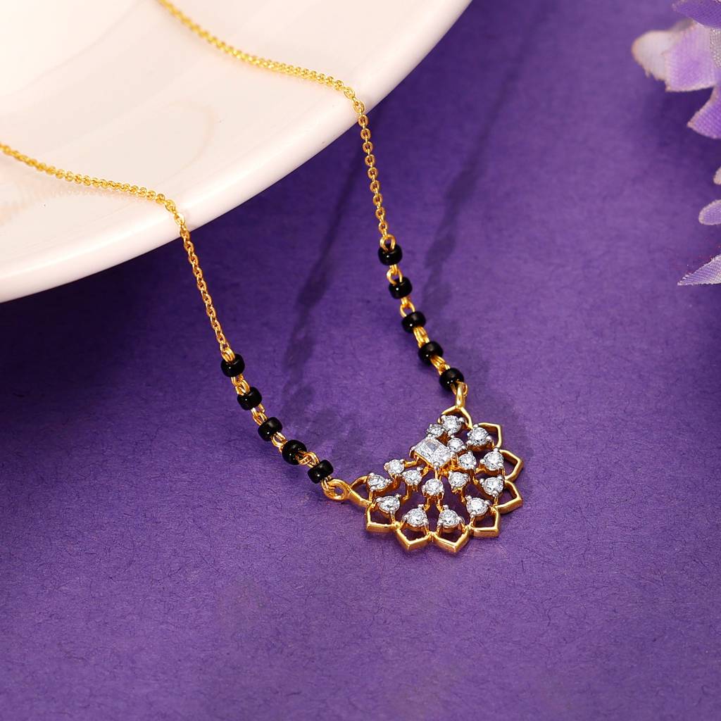 18K Gold Devanshi Diamond Mangalsutra : GDLBBNE032