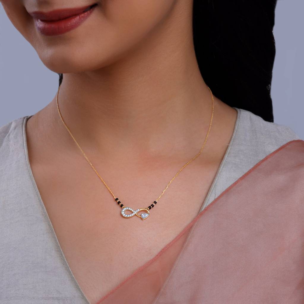 18K Gold Infinite Affection Diamond Mangalsutra : GDLBBNE033