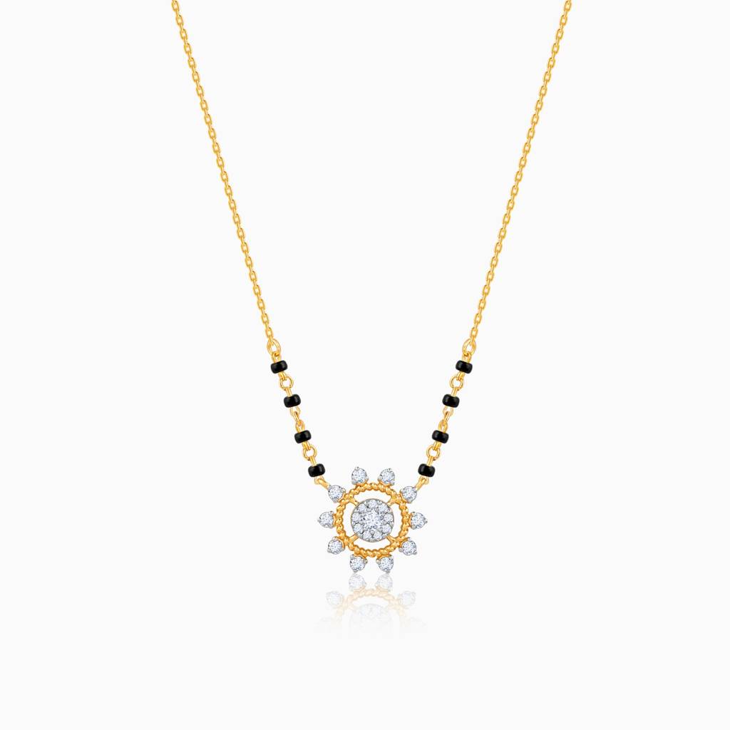 18K Gold Chandramukhi Diamond Mangalsutra : GDLBBNE036