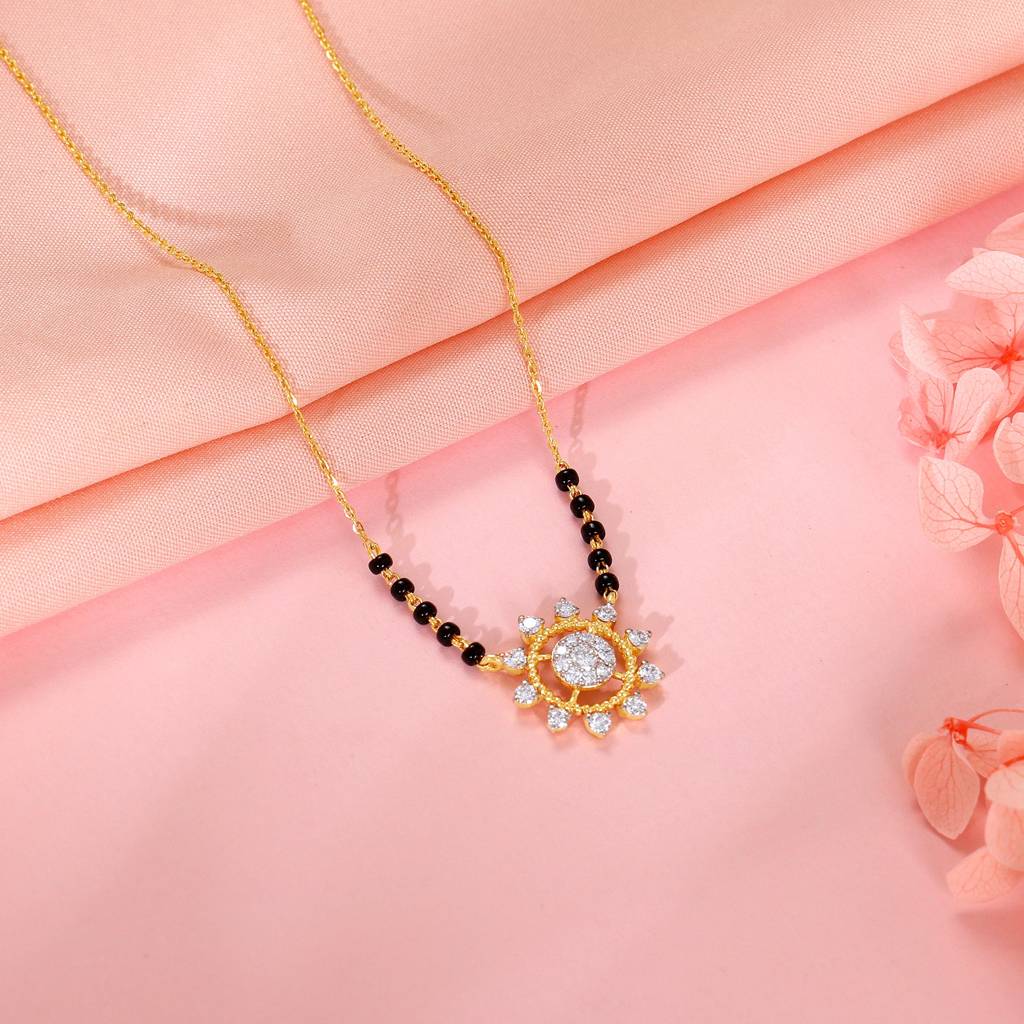 18K Gold Chandramukhi Diamond Mangalsutra : GDLBBNE036