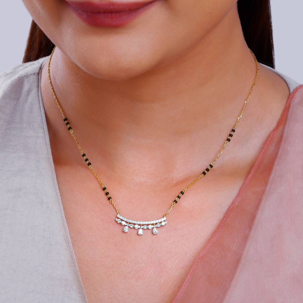 14K Gold Pavitra Diamond Mangalsutra : GDLBBNE039