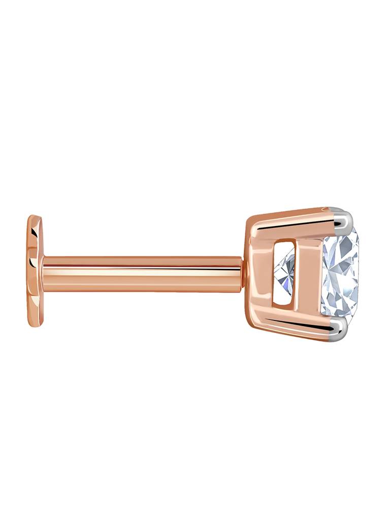 18K Rose Gold Minimal Diamond Nose Pin : GDLBBNP02