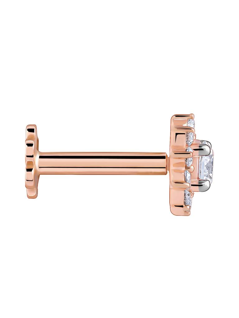 18K Rose Gold Sunstar Diamond Nose Pin : GDLBBNP04