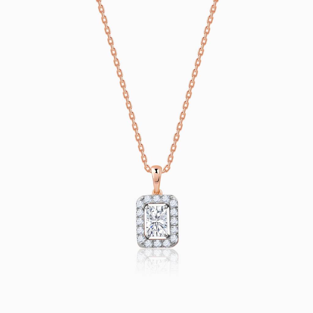 18K Rose Gold Sparkling Cuboid Diamond Pendant : GDLBBPD04