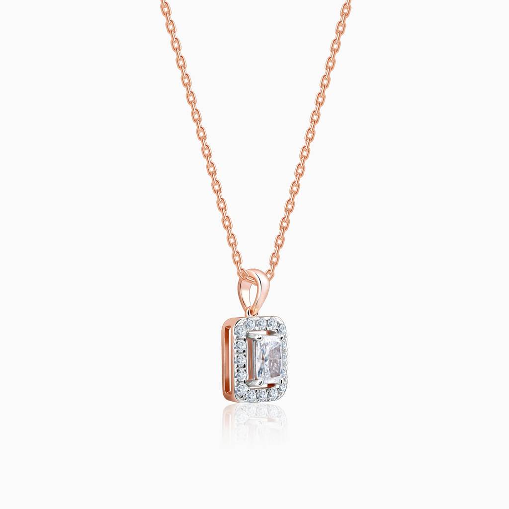 18K Rose Gold Sparkling Cuboid Diamond Pendant : GDLBBPD04
