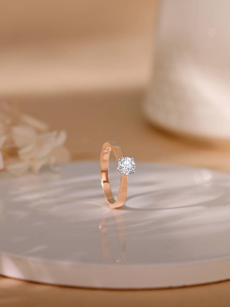 18K Rose Gold Solitaire Joy Diamond Ring : GDLBBR048