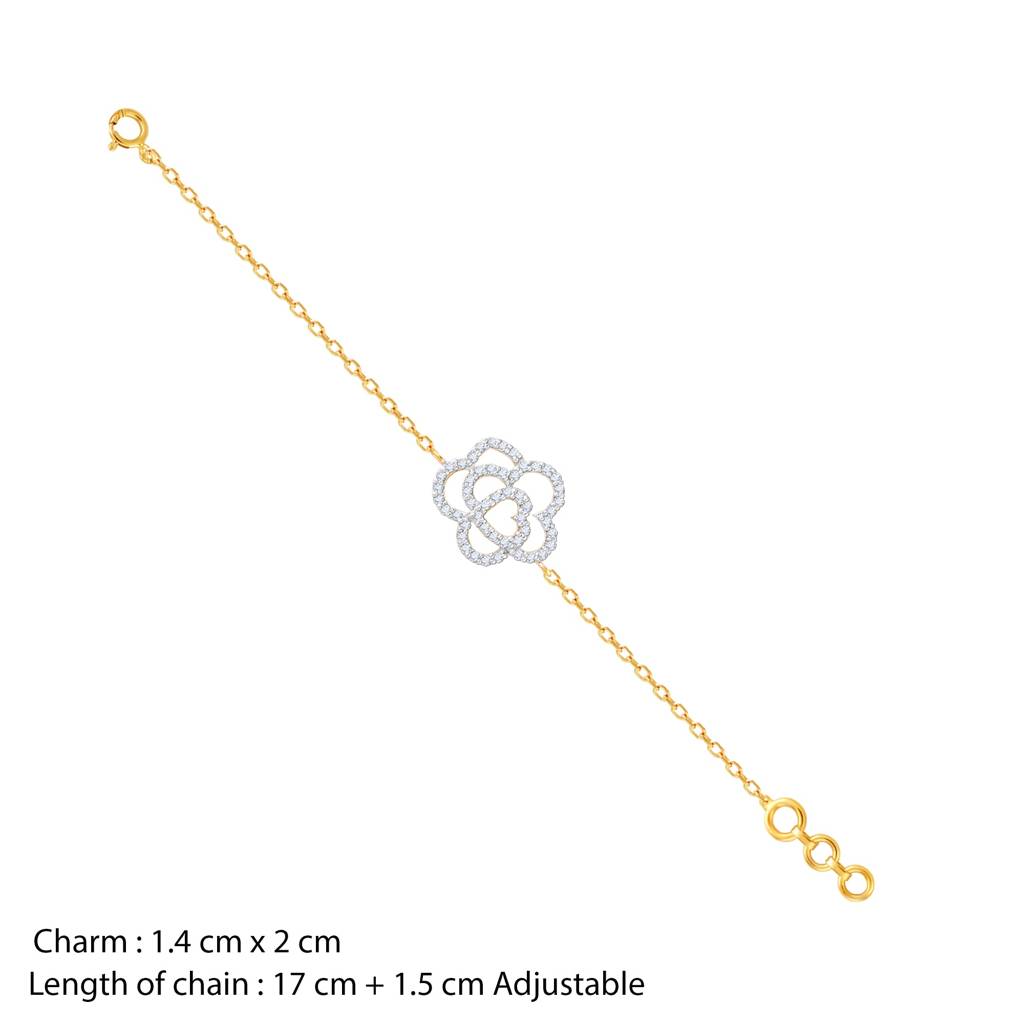 14K Gold Plumeria Diamond Bracelet : GDLBR04