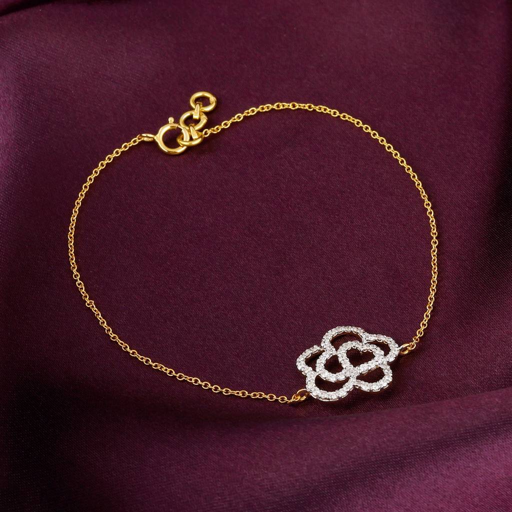 14K Gold Plumeria Diamond Bracelet : GDLBR04