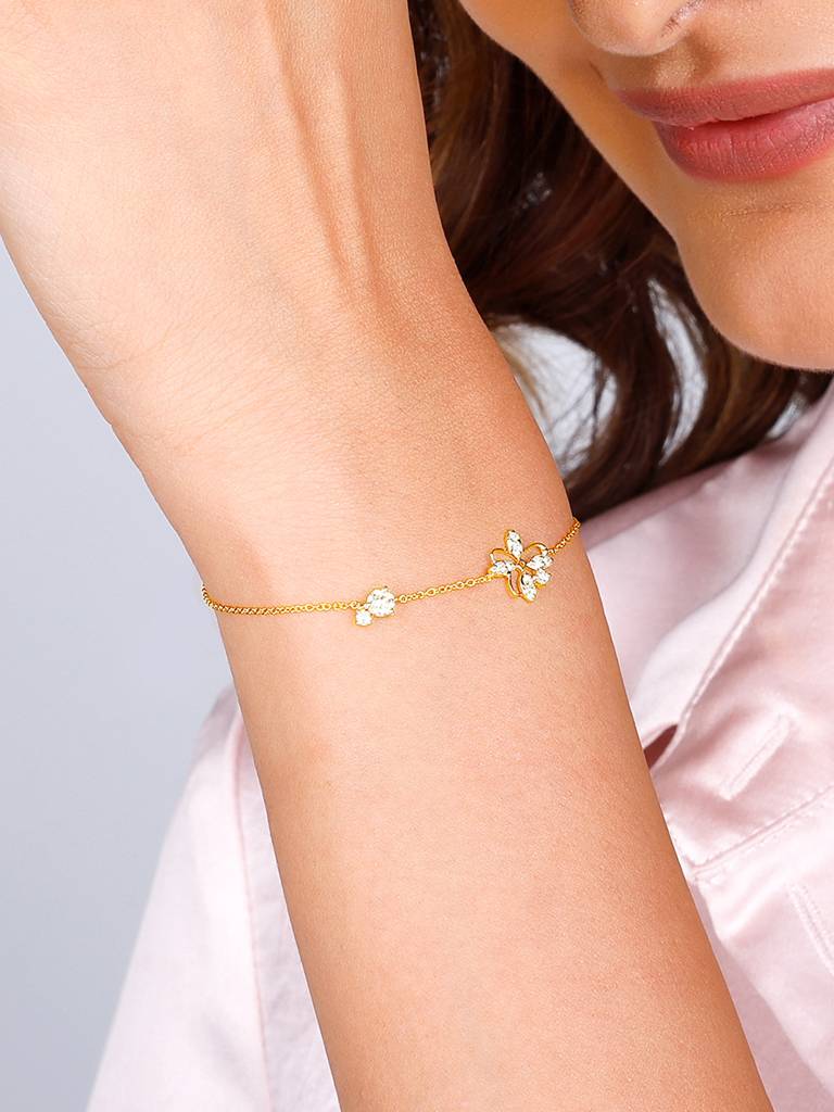 Giva 14K Yellow Gold Floral Magic Diamond Bracelet : GDLBR06