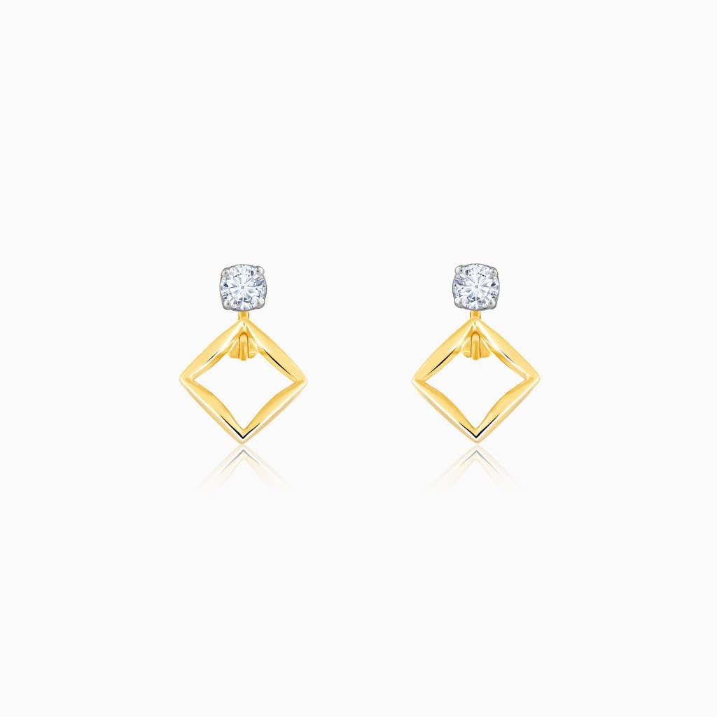 14K Gold Geometric Radiance Convertible Diamond Earrings : GDLER0102
