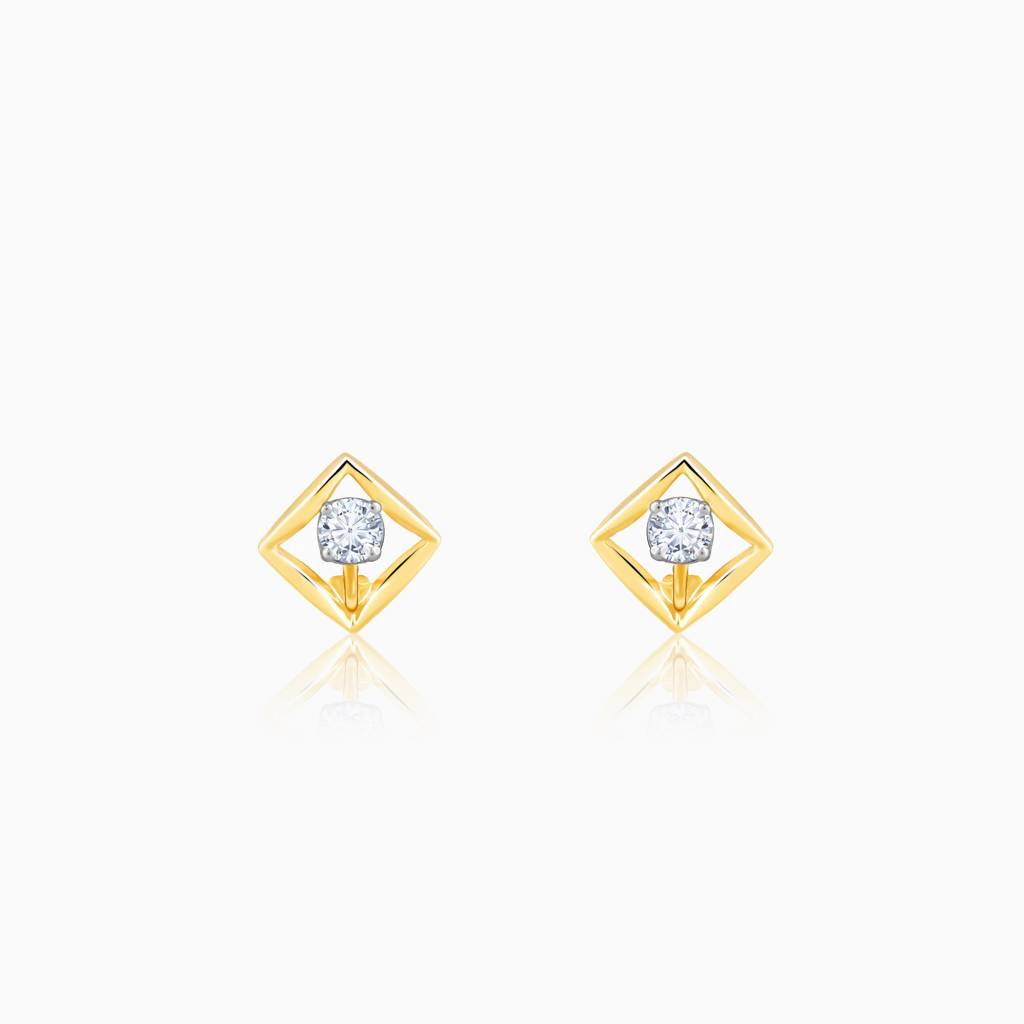 14K Gold Geometric Radiance Convertible Diamond Earrings : GDLER0102