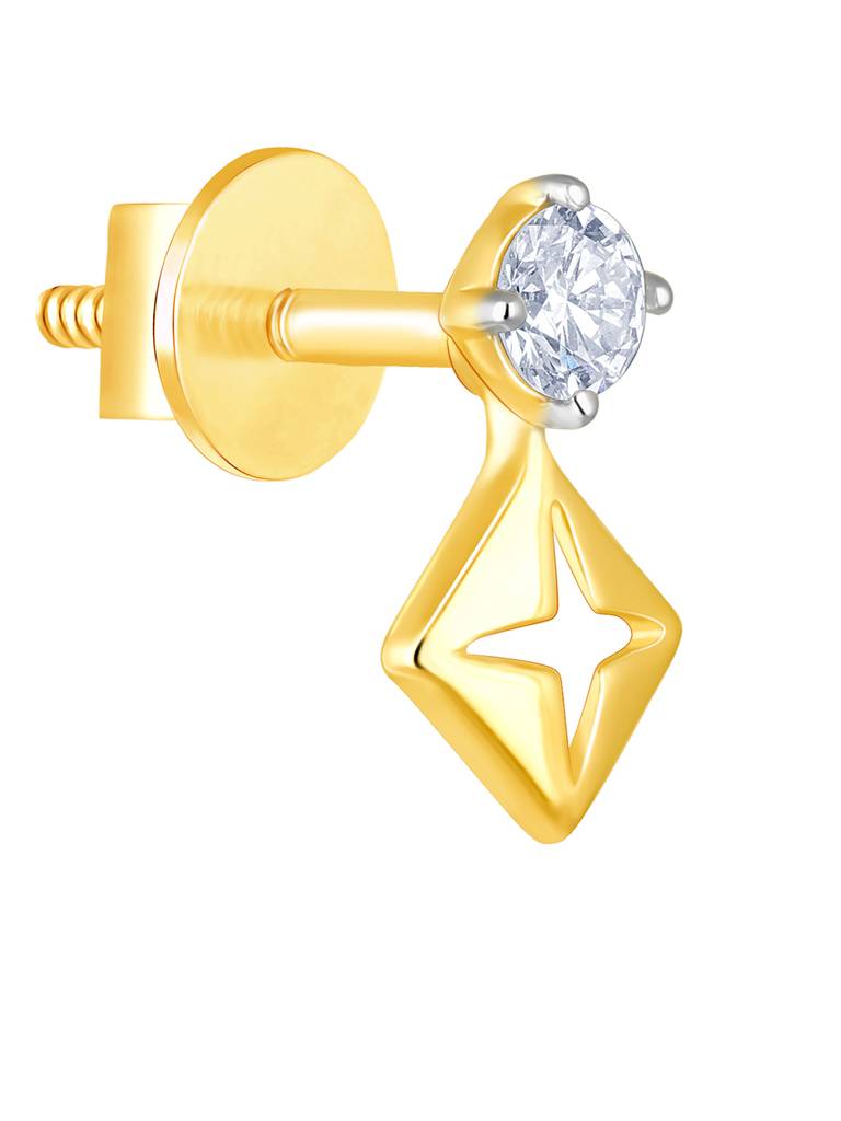 14K Yellow Gold Classic Diamond Earrings : GDLER0103