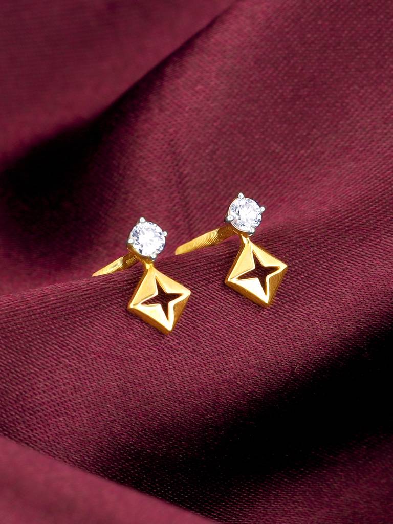 14K Yellow Gold Classic Diamond Earrings : GDLER0103
