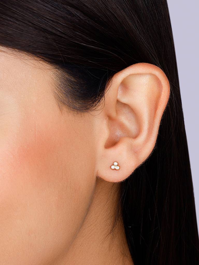 Giva 14K Yellow Gold Trifecta Diamond Earrings Gifts For Women & Girls : GDLER0108