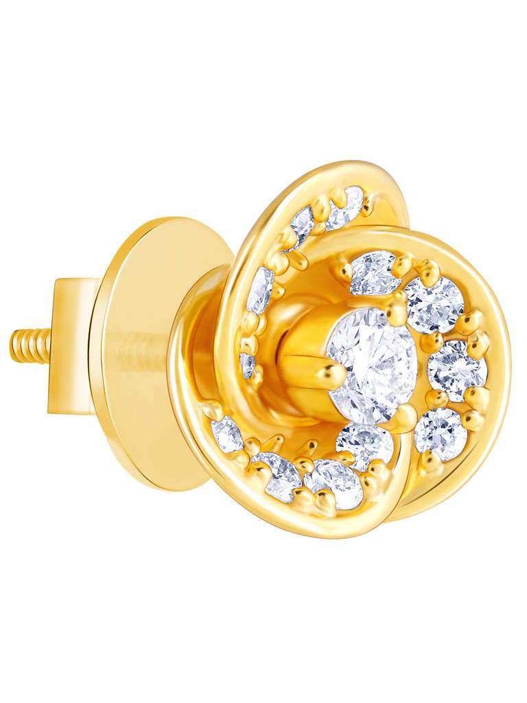 Giva 14K Yellow Gold Love Is Like A Rose Diamond Earrings : GDLER010
