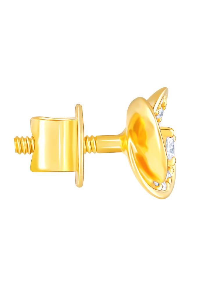 Giva 14K Yellow Gold Love Is Like A Rose Diamond Earrings : GDLER010