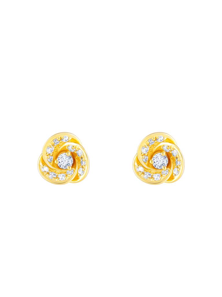 Giva 14K Yellow Gold Love Is Like A Rose Diamond Earrings : GDLER010
