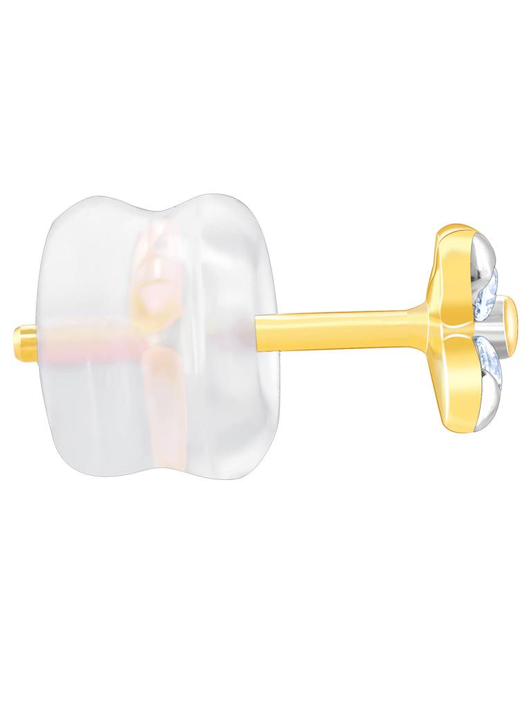 14K Yellow Gold & White Gold Cute Floral Diamond Stud Earrings : GDLER0114