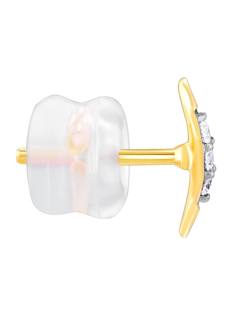 14K Yellow Gold Minimal Wavelet Diamond Stud Earrings : GDLER0122