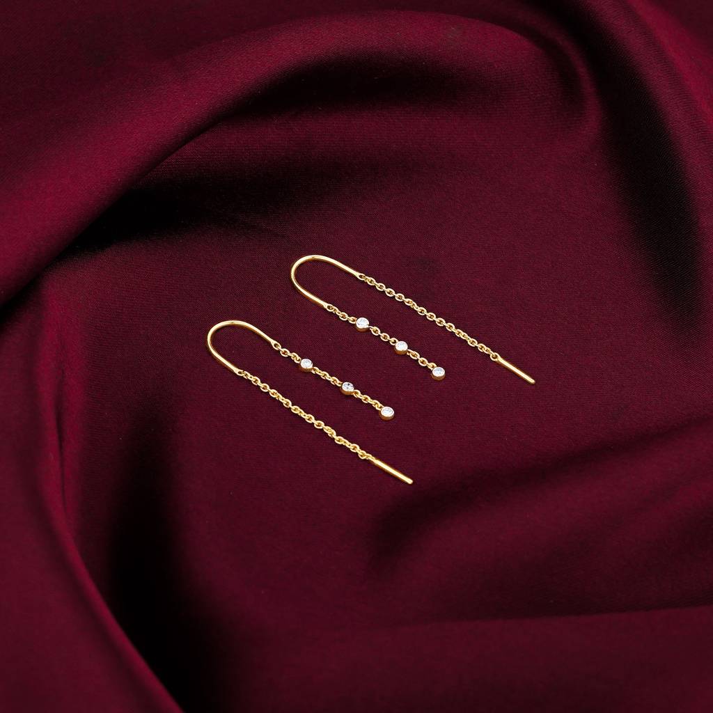 14K Gold Orion Diamond Sui Dhaga Earrings : GDLER0128