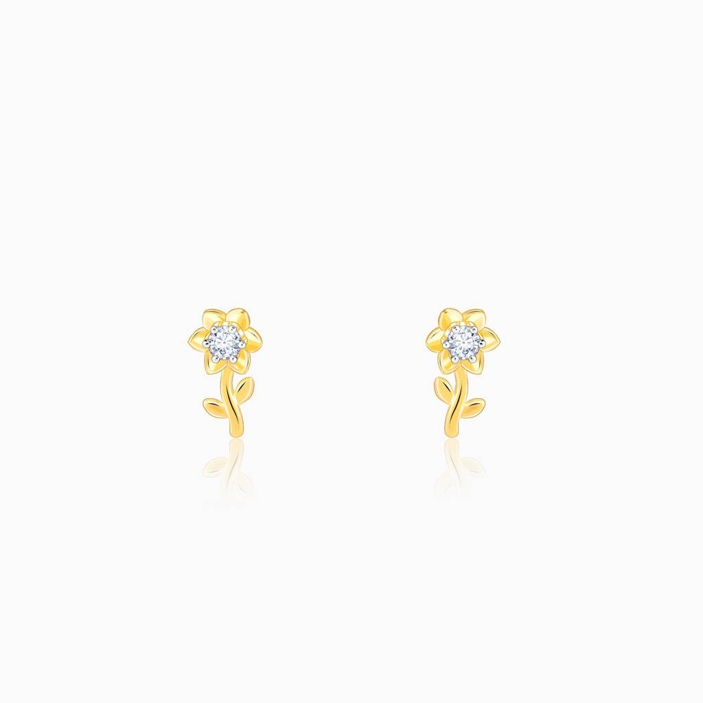 14K Gold Magnolia Diamond Earrings : GDLER0136