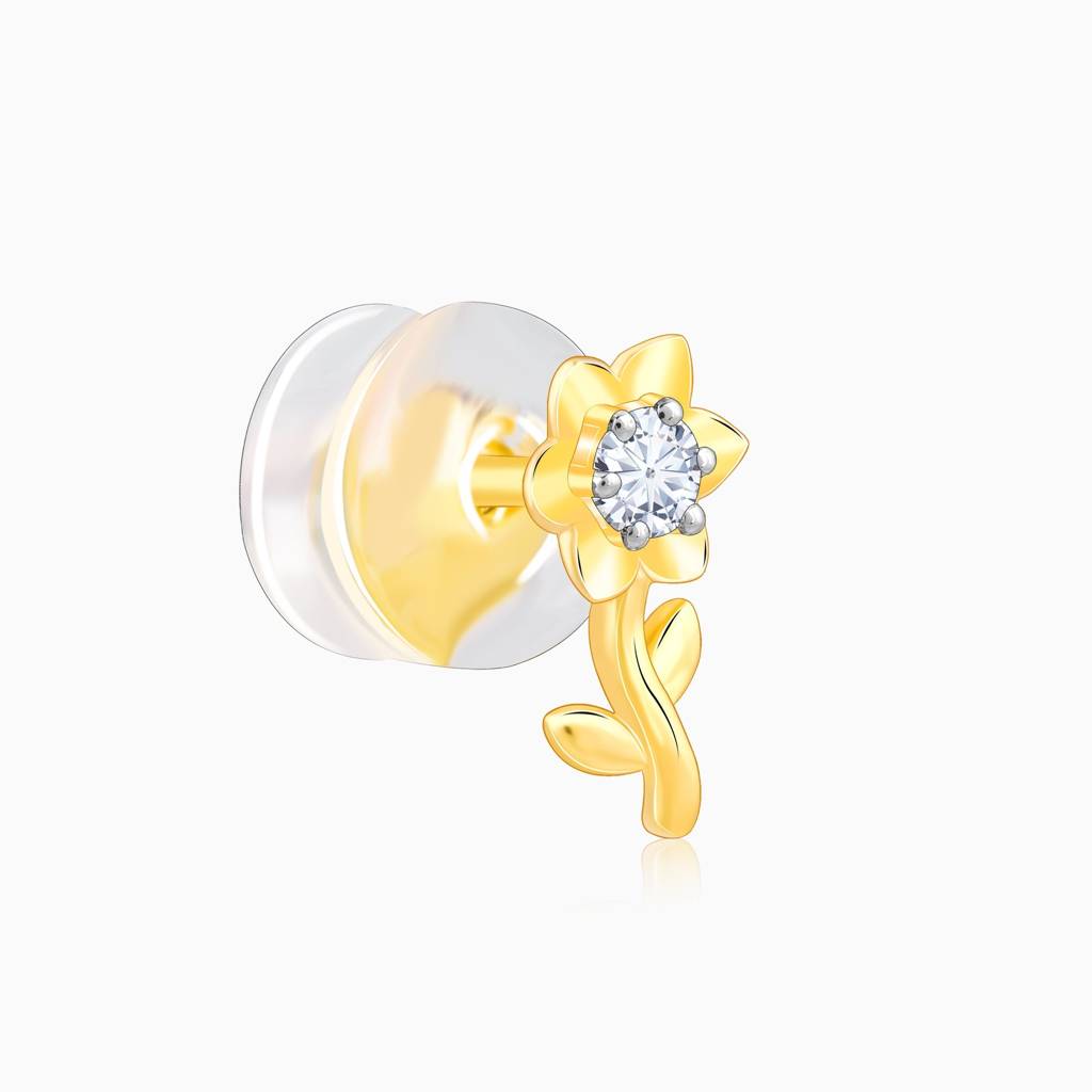 14K Gold Magnolia Diamond Earrings : GDLER0136