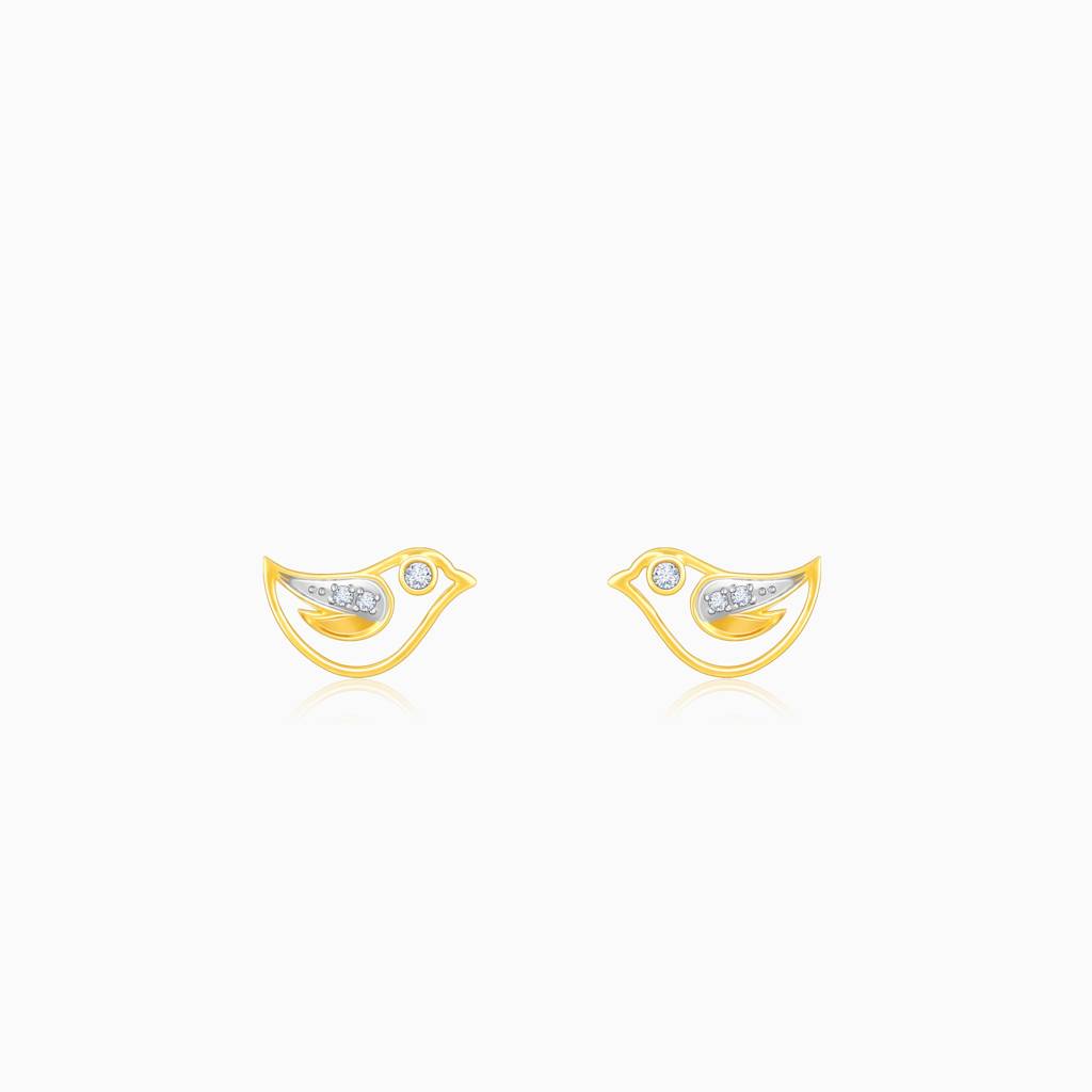 14K Gold Birdie Stud Diamond Earrings : GDLER0149