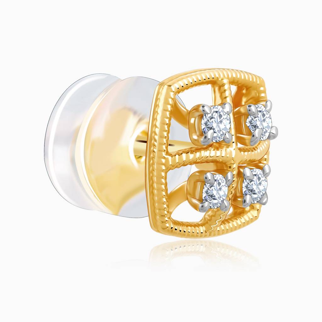 14K Gold Square Diamond Earrings : GDLER0161