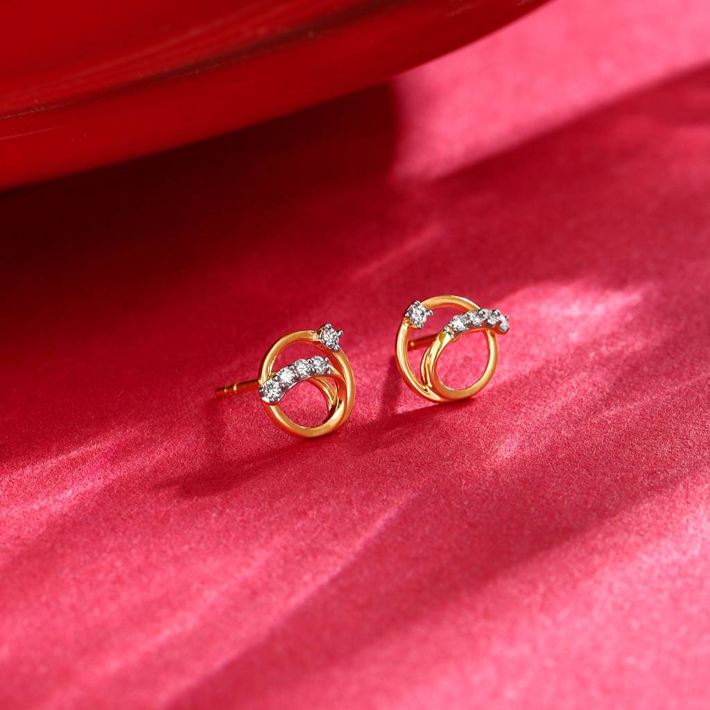 14K Gold Orb Diamond Earrings : GDLER0162