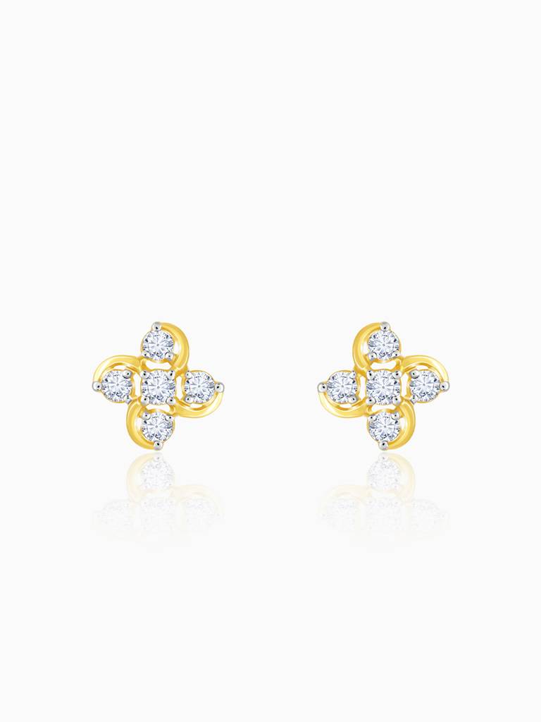 Giva 14K Yellow Gold Floral Fantasy Diamond Earrings : GDLER018