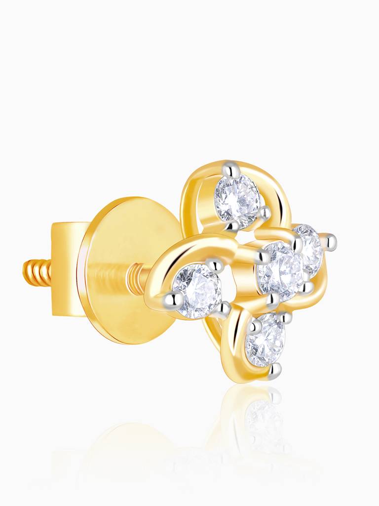 Giva 14K Yellow Gold Floral Fantasy Diamond Earrings : GDLER018