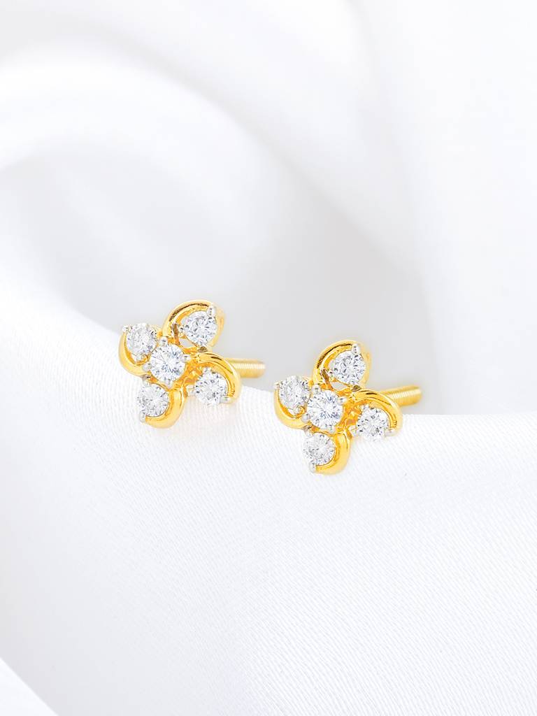 Giva 14K Yellow Gold Floral Fantasy Diamond Earrings : GDLER018