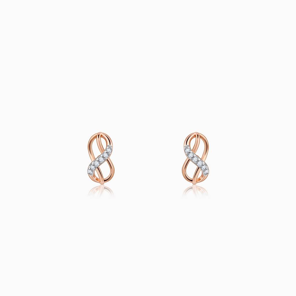 18K Rose Gold Infinity Sparkle Diamond Earrings : GDLER0192