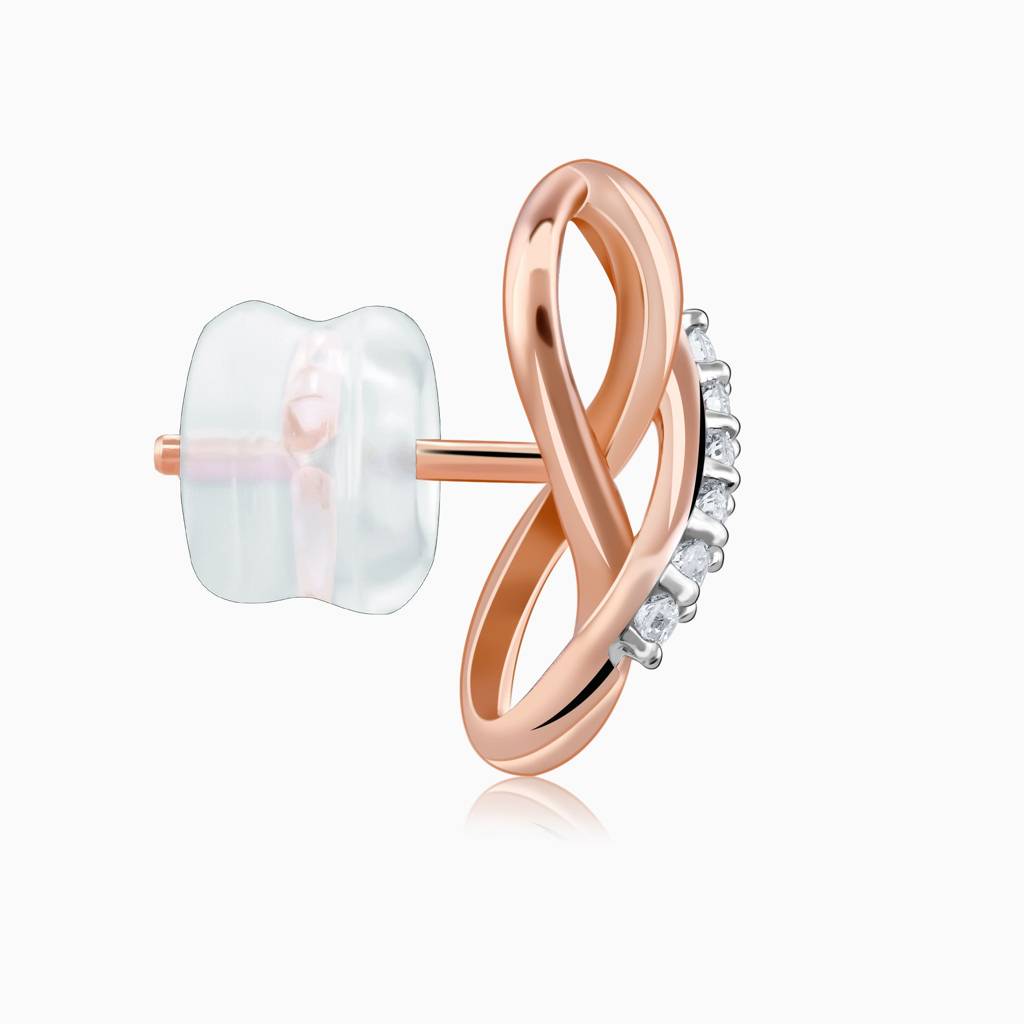 18K Rose Gold Infinity Sparkle Diamond Earrings : GDLER0192