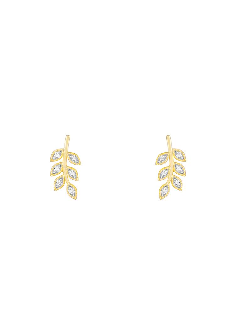 18K Yellow Gold Leafy Grace Diamond Earrings : GDLER0194