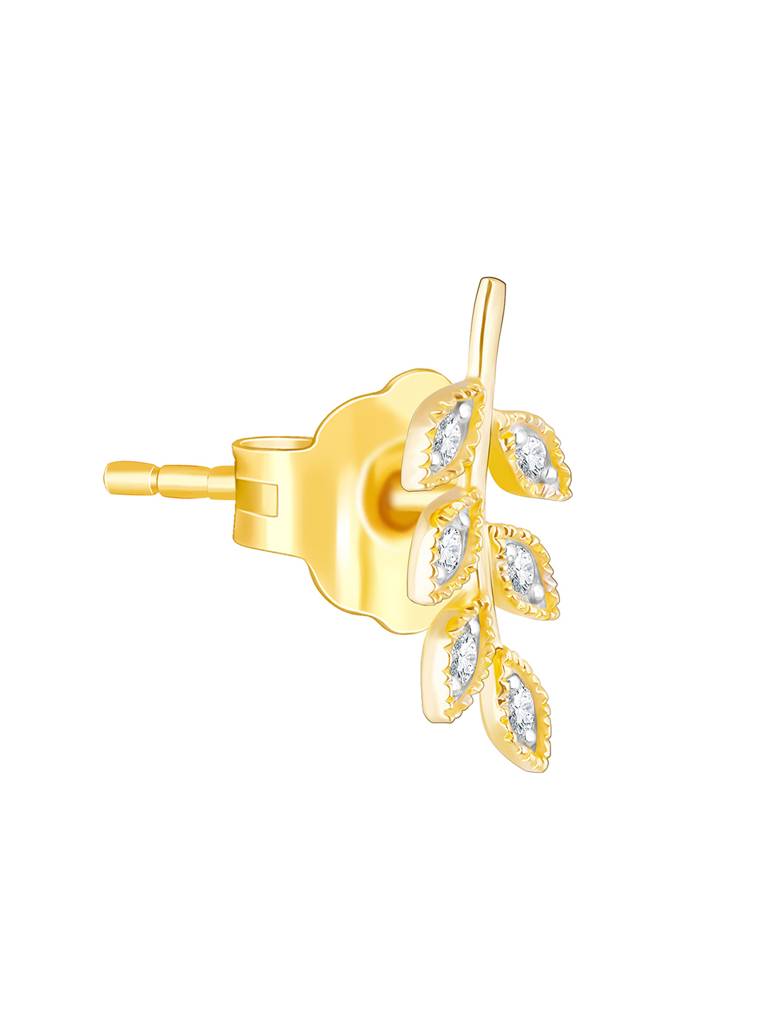 18K Yellow Gold Leafy Grace Diamond Earrings : GDLER0194