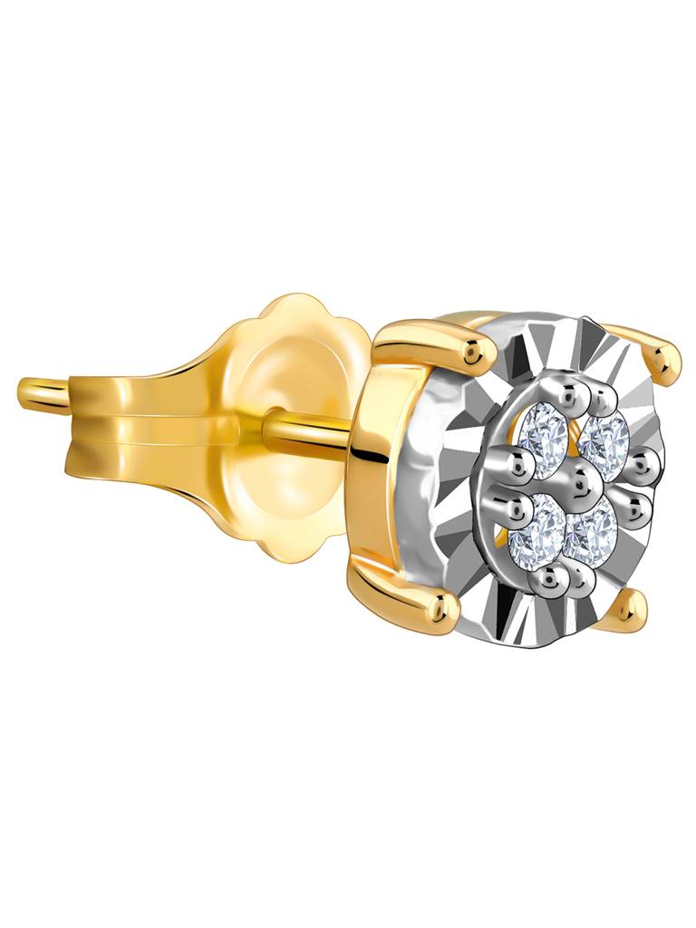 14K Yellow Gold Dazzling Circle Diamond Earrings : GDLER0199