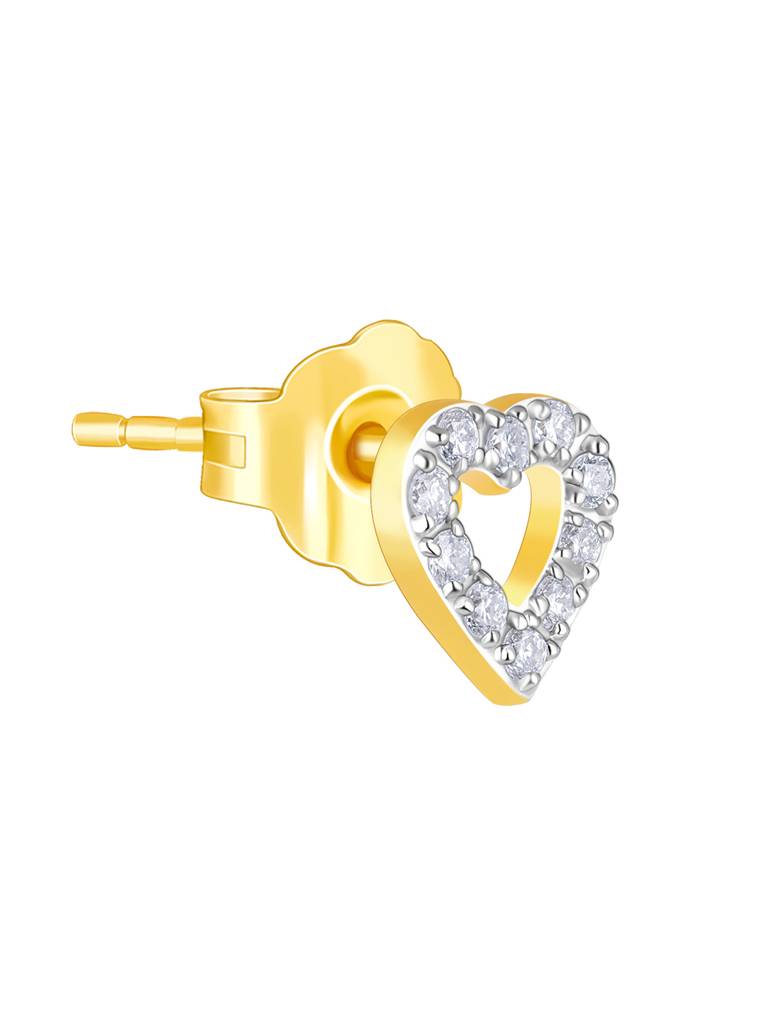 18K Yellow Gold Aspiring Heart Diamond Earrings : GDLER0204