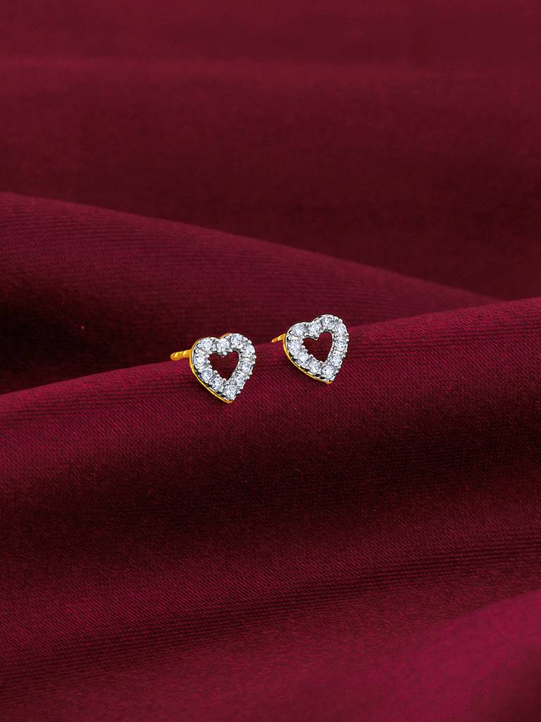 18K Yellow Gold Aspiring Heart Diamond Earrings : GDLER0204