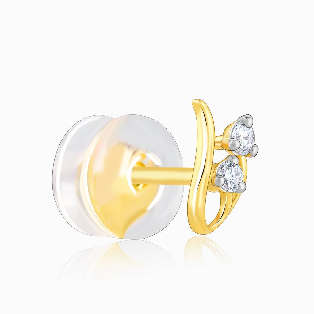Gold Elegant Twirl Diamond Stud Earrings : GDLER0209