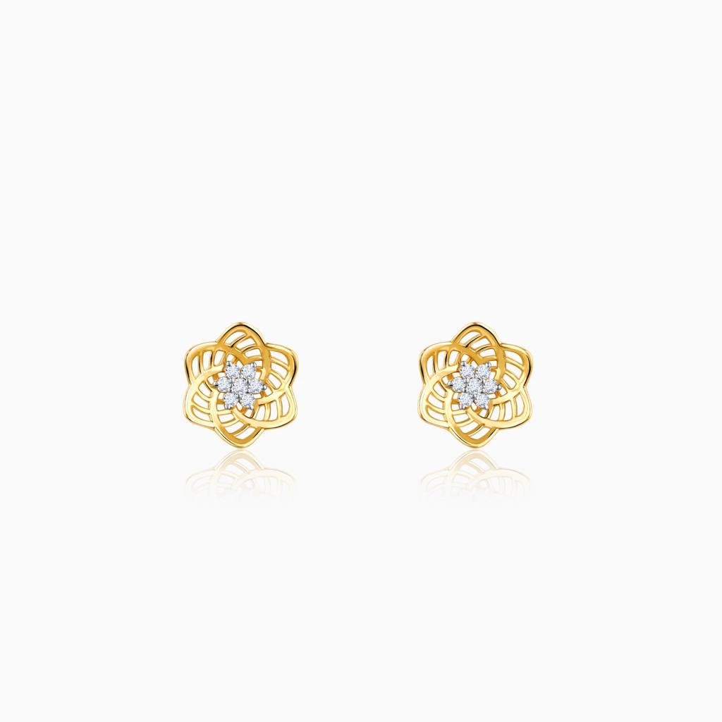14K Gold Floral Love Diamond Stud Earrings : GDLER0212
