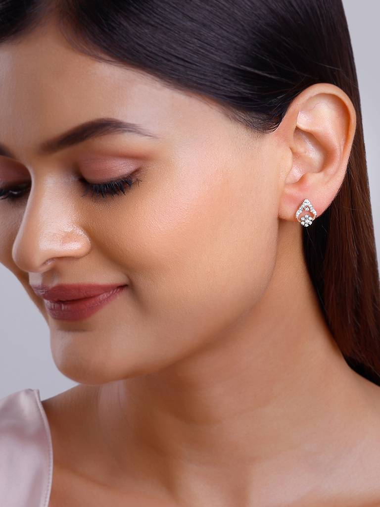 18K Rose Gold Grogeous Drop Diamond Earrings : GDLER0236