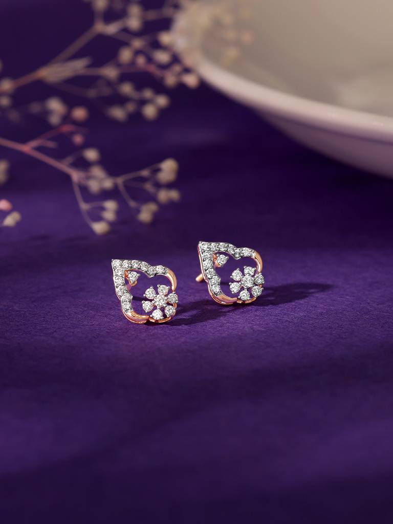 18K Rose Gold Grogeous Drop Diamond Earrings : GDLER0236